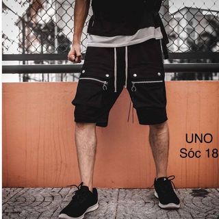 Quần shorts kaki túi hộp phối khóa Quần shorts co dãn nam