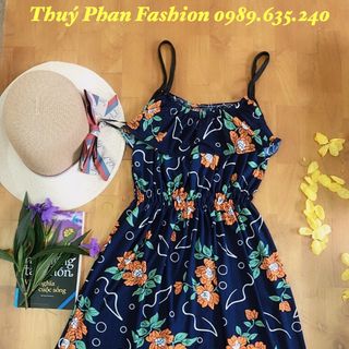 đầm hai dây hoa siêu đẹp