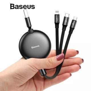 Cáp sạc dây rút Baseus Little Octopus LV391 tích hợp 3 đầu 35A 12M