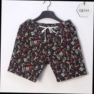 Quần short kaki cột dây họa tiết