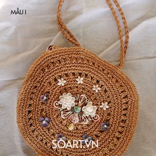 TÚI CÓI ĐI BIỂN ĐEO VAI VỎ SÒ DÁNG TRÒN