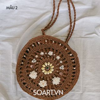 TÚI CÓI ĐI BIỂN ĐEO VAI VỎ SÒ DÁNG TRÒN