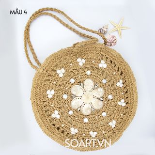 TÚI CÓI ĐI BIỂN ĐEO VAI VỎ SÒ DÁNG TRÒN