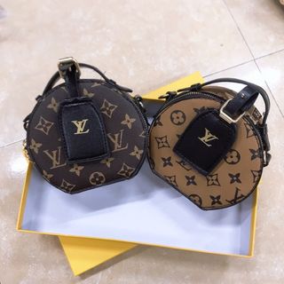 Túi xách hộp tròn hoa nâu