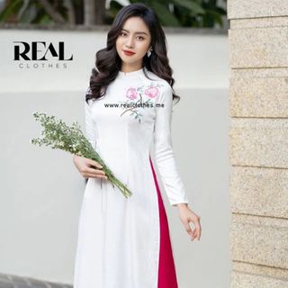 ÁO DÀI LỤA TUYẾT THÊU HOA