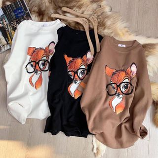 Áo phông IN HÌNH NAI ĐEO KÍNH đáng yêu, xinh xắn