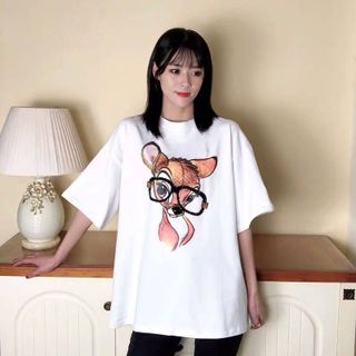 Áo phông IN HÌNH NAI ĐEO KÍNH đáng yêu, xinh xắn