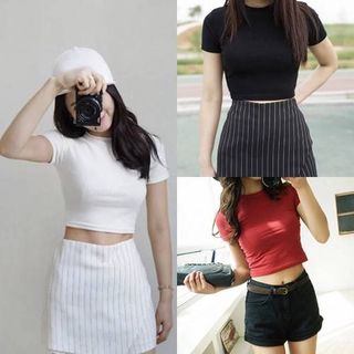 Áo crotop cổ tròn, chất cotton cam kết đẹp