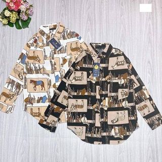 Áo sơ mi lụa - hoạ tiết ngựa