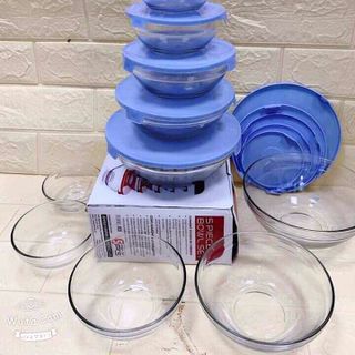 Bộ 5 bát thủu tinh nắp nhựa