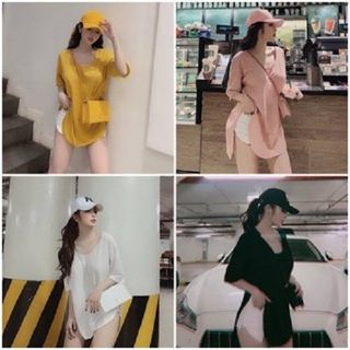 Áo phông giấy cộc tay cổ tròn dáng đuôi tôm