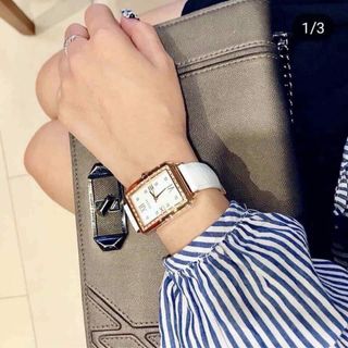 Đồng hồ Gu Chipu dây da nữ mặt vuông hồng đen trắng