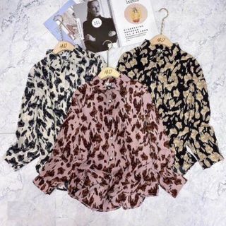 Áo sơ mi lụa hoạ tiết DA BÁO
