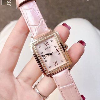 Đồng hồ Gu Chipu dây da nữ mặt vuông hồng đen trắng