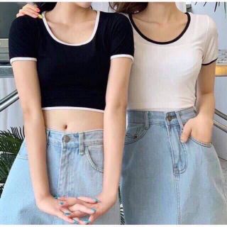 Áo phông crotop viền tay, viền cổ chữ U