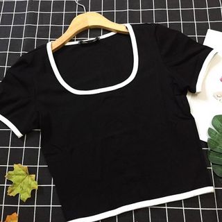 Áo phông crotop viền tay, viền cổ chữ U