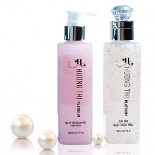 Bộ Sữa tắm gạo ngọc trai và Gel tẩy tế bào chết toàn thân Hương Thị
