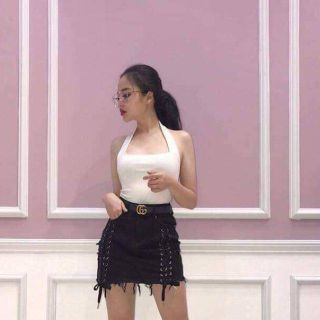 Áo yếm trơn màu Trắng sexy