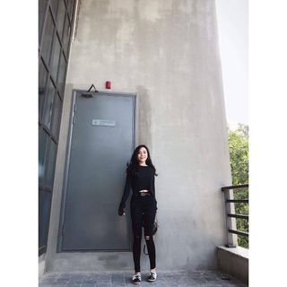 Áo crotop cổ tròn DÀI TAY thời trang