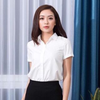 Sơ mi nữ cơ bản, chất liệu lon Mỹ, không nhăn, 4 màu: xanh, trắng, đen, hồng - Rẻ đẹp nhất Hà Nội