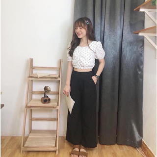 Quần ống rộng TUYẾT MƯA MỞ KHUY cho đôi chân dài