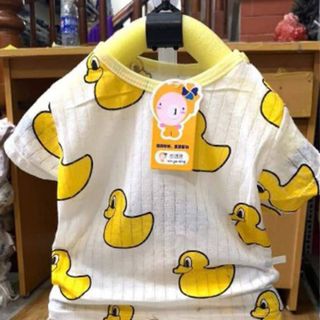 Bộ cotton giấy thông hơi cộc tay cài vai cho bé