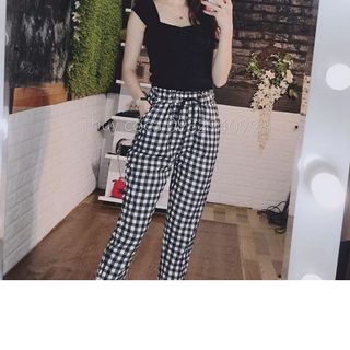 Quần Baggy kẻ caro ĐEN TRẮNG