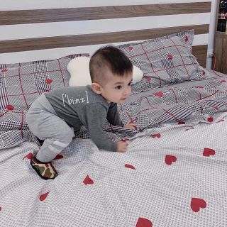 Bộ chăn ga Cotton Poly Tim kẻ