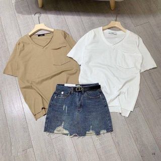 Áo phông CỔ TIM XẺ TÀ CÓ TÚI siêu hot