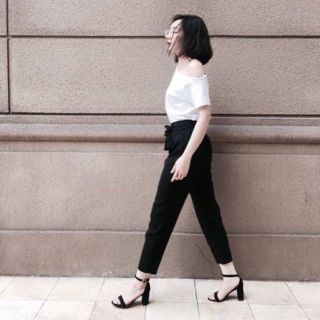 Quần Baggy đũi xước thắt nơ sành điệu