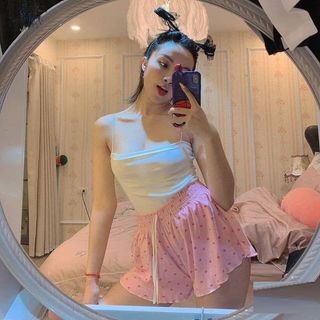 Quần short cotton chấm bi HỒNG