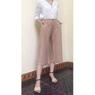 Quần Culottes Ống Rộng Chất Đũi Mát Thời Thượng Nhiều Màu