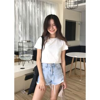 Aó croptop cộc tay thun trơn giá sỉ