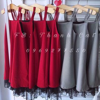Đầm Suông Hai Dây Phối Ren