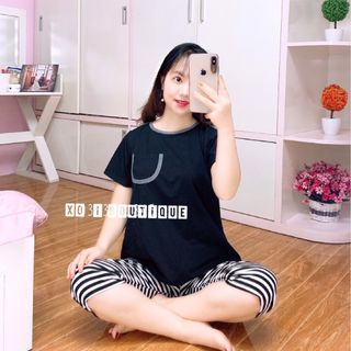 BỘ ĐỒ BẦU COTTON QUẦN KẺ