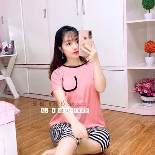 BỘ ĐỒ BẦU COTTON QUẦN KẺ