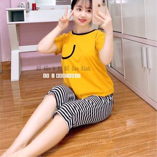 BỘ ĐỒ BẦU COTTON QUẦN KẺ giá sỉ