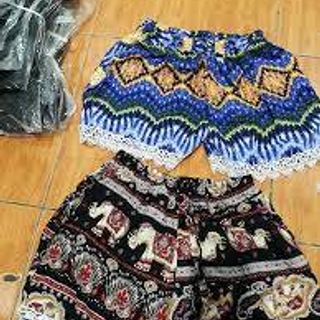 Quần short vải lanh viền REN CHÂN ống rộng