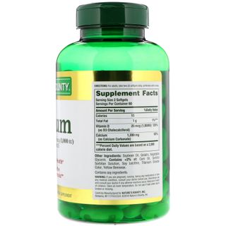 Viên uống bổ sung Canxi và vitamin D3 Nature's Bounty Calcium 1200 mg