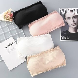 Áo bra gân viền ren 3 móc cài sau