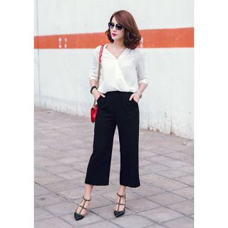 Quần ống rộng ĐŨI XƯỚC hai túi thời trang
