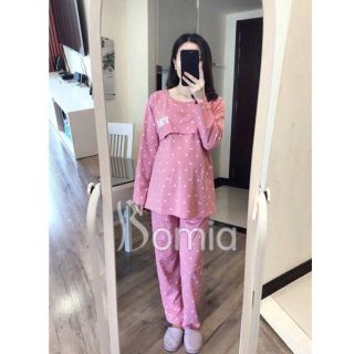 Bộ Pink mặc bầu và sau sinh chất cotton đẹp