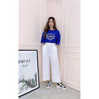 Quần ống suông chất đũi dáng dài phong cách sang chảnh