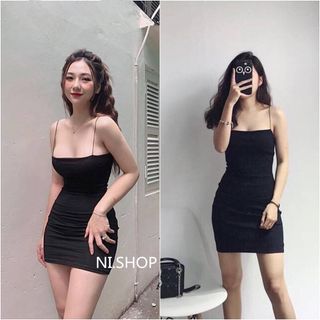 Váy 2 dây Bassic cho đôi chân thon dài ( Đen)