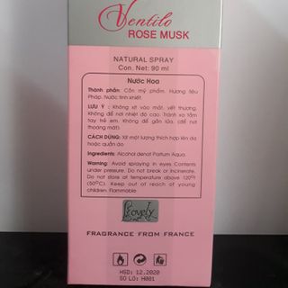 Nước hoa Ventilo Rose Musk VIỆT NAM 90ML Hồng