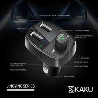 Mẫu mới kaku tẩu sạc ô tô kiêm nghe nhạc MP3.,kết nối điện thoại qua bluetooth , kết nối dàn âm thanh trên xe qua sóng FM 87.5