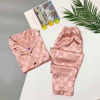 Bộ đồ ngủ gấm dài họa tiết đẹp, sang trọng