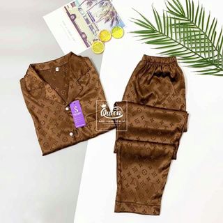 Bộ đồ ngủ gấm dài họa tiết đẹp, sang trọng