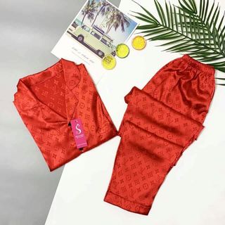 Bộ đồ ngủ gấm dài họa tiết đẹp, sang trọng