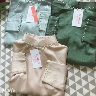 ÁO DÀI LỤA VÂN GỖ VIỀN TRAI
